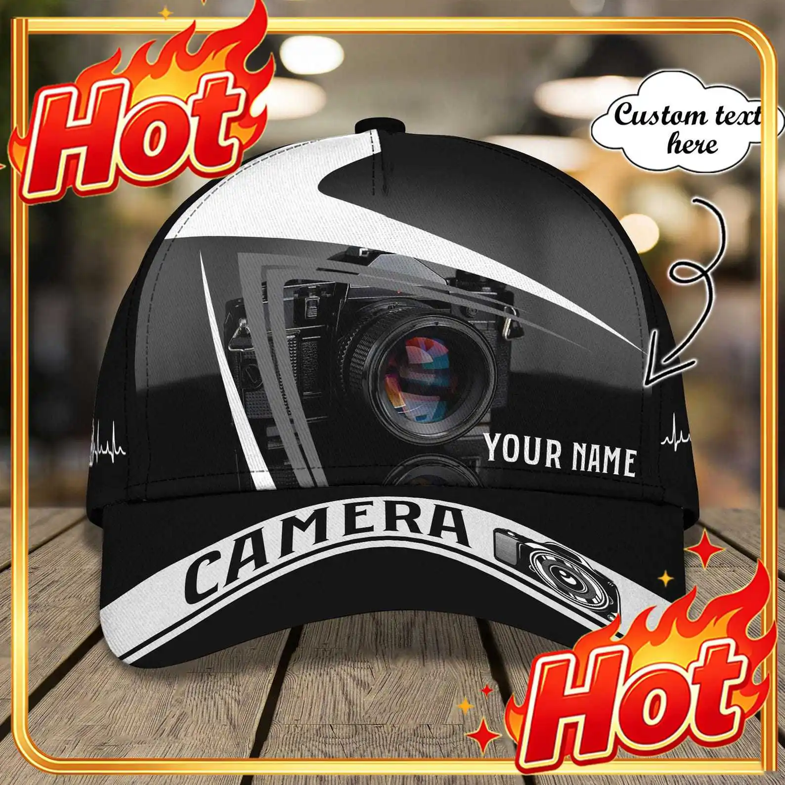 Custom Custom Camera Cap – Personalized Photographer Hat With Your Name – 3D Classic Cap Gift For Photography Lovers, Filmmakers