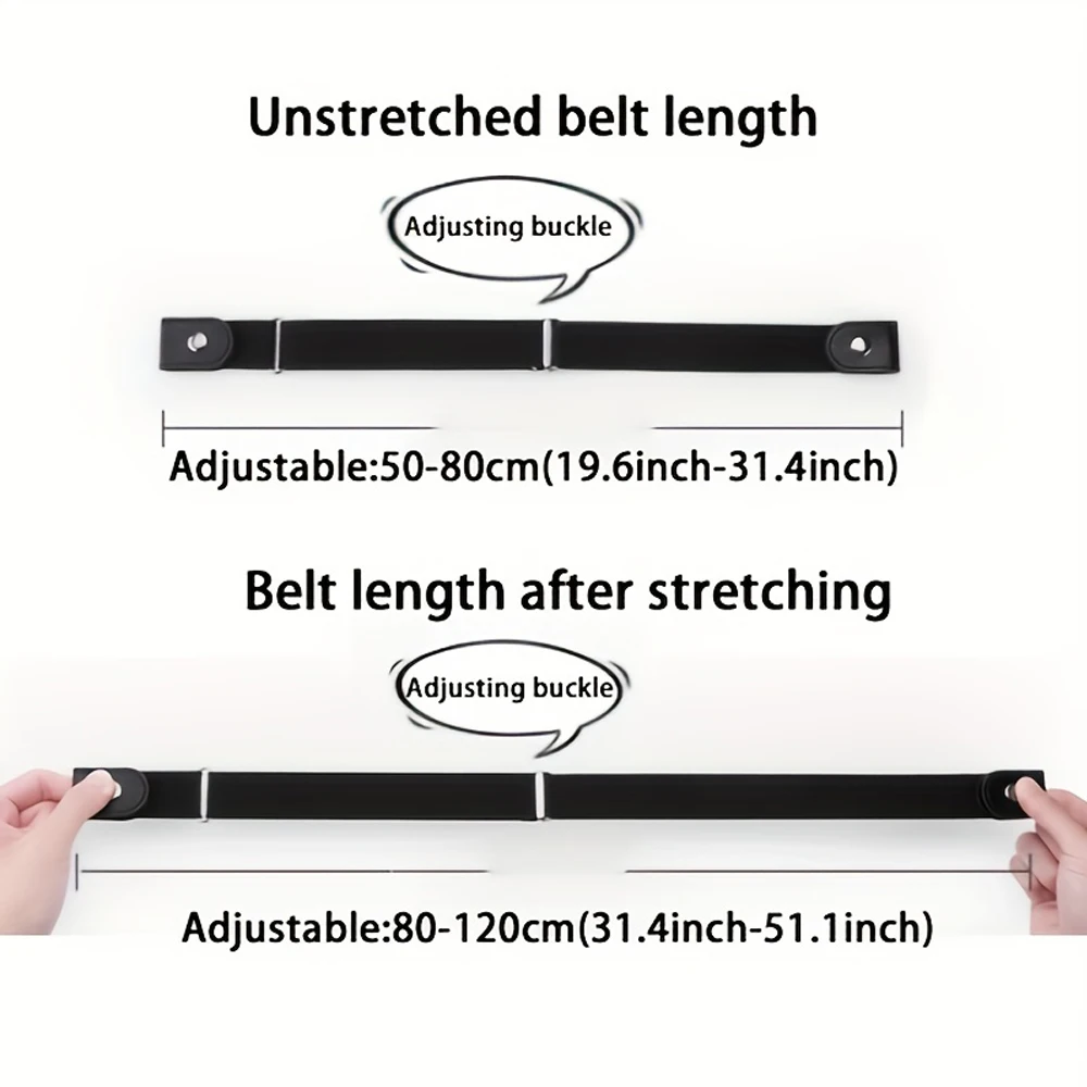 Traceless Invisible Elastic Belt Women's Elastic Canvas Buckle-Free Belt Men's Adjustable Waist Band Jeans Pants Dress Belt