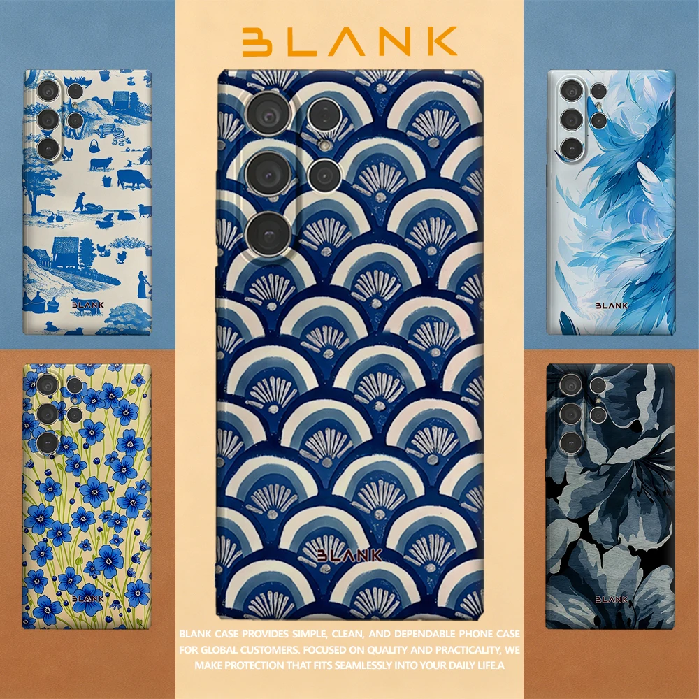 Blue Fan For Samsung Galaxy S26 S25 S24 A56 A36 Phone Case Protection Cover for Women Girl Blank