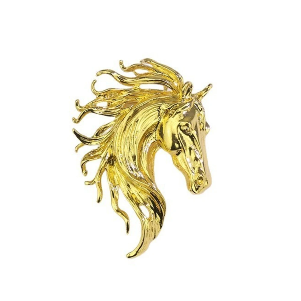 خمر الحصان رئيس بروش دبوس الحيوان دعوى قميص طوق دبابيس للنساء والرجال مجوهرات الأزياء شارة اكسسوارات الهدايا