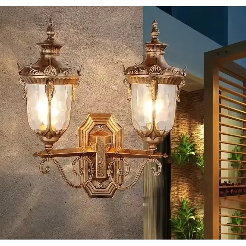 Light Emitting Diode European Double Head Cylinder Wall Light IP65 Waterproof Aluminum Retro Garden Light