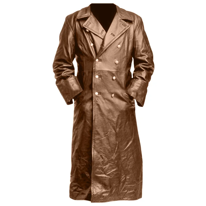 

New 6 Colors Autumn Winter Vintage Leather Men's Long Version Windbreaker Jaet F03P90 Faionable Simplici Sle Coat