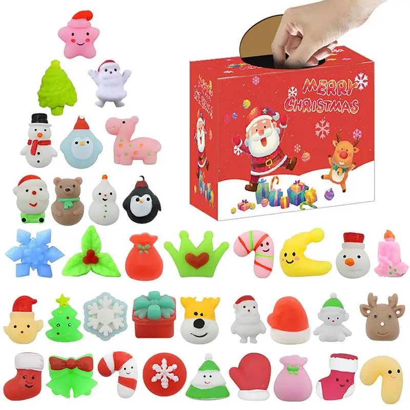 

Advent Calendar Kids Elasticity 24 Days Countdown Calendar Christmas Gift Set Unusual Christmas Themed Mochi Plush Toy Christmas