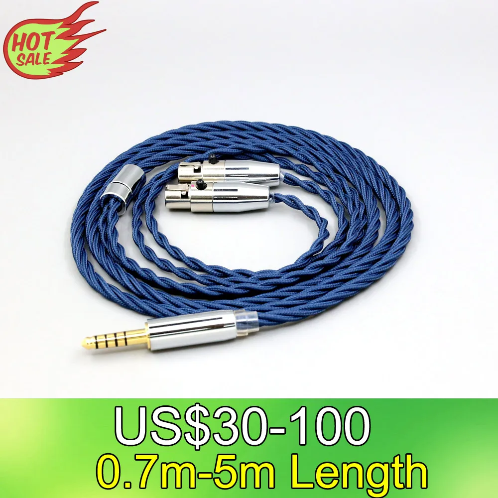 99% Pure Silver OCC Graphene Alloy Full Sleeved Earphone Cable For Abyss AB 1266 Phi TC Dual Mini xlr 3 pin head(amame) LN008606