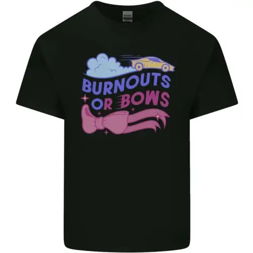 Burnouts or Bows Gender Reveal New Baby Pregnant Mens Cotton T-Shirt Tee Top