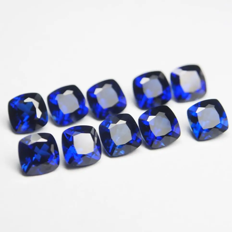 

4x4mm-12x12mm Cushion Cut 34# Corundum Royal Blue Sapphire Synthetic Gemstones