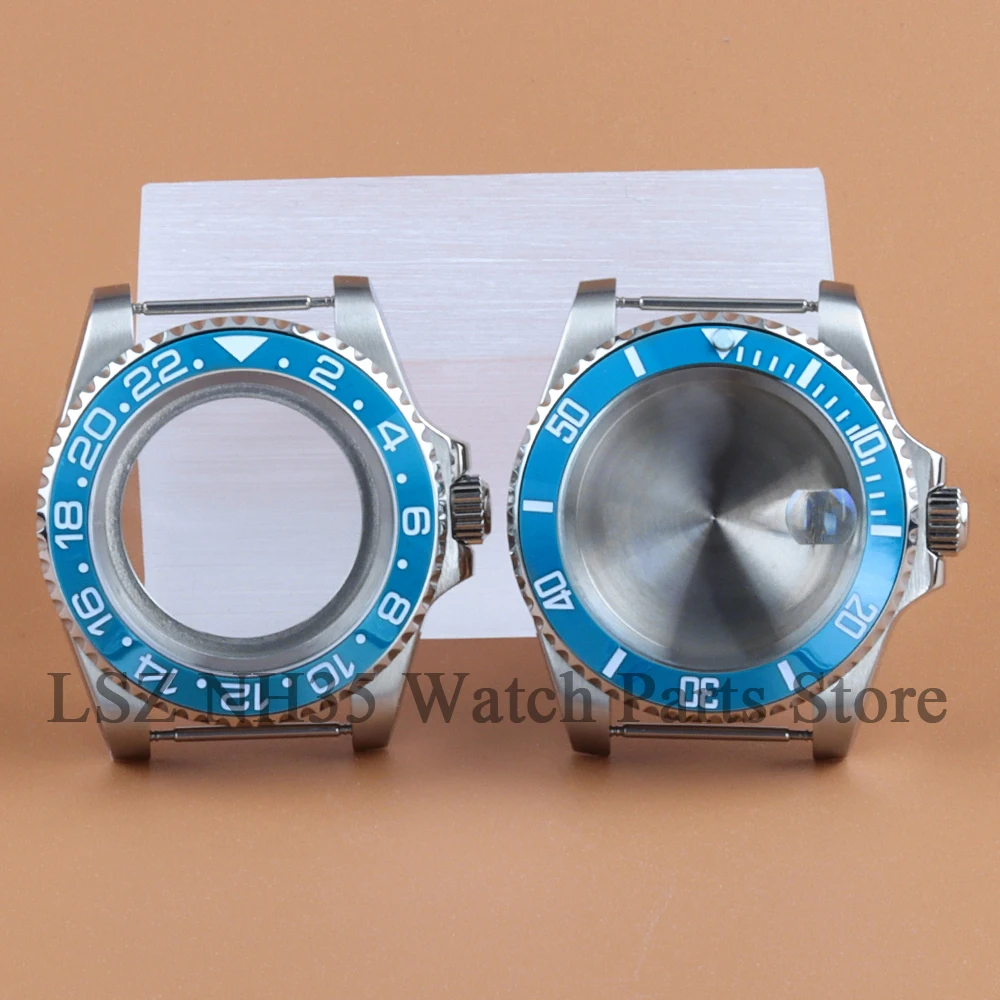 

40mm For Submariner GMT Ice Blue Ceramic Bezel Watch Case Watch Parts Fit NH35 NH34 NH36 NH38 Movement Stainless Steel Case
