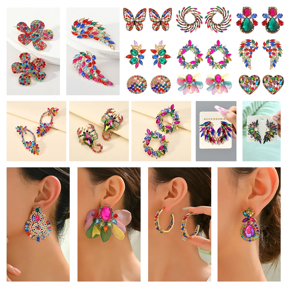Women's Bohemian Colored Stud Earrings Autumn Winter Exquisite Luxury Sweet Elegance Daily Holiday Charm Jewelry Accessories