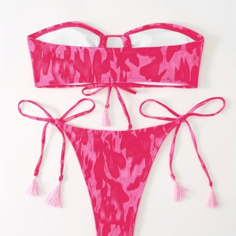 الأمريكية مثير عالية الخصر مجموعة البكيني المرأة البطن التحكم قطع القمم الأزهار ملابس السباحة بحر الشاطئ ثوب السباحة 2025 جديد #2