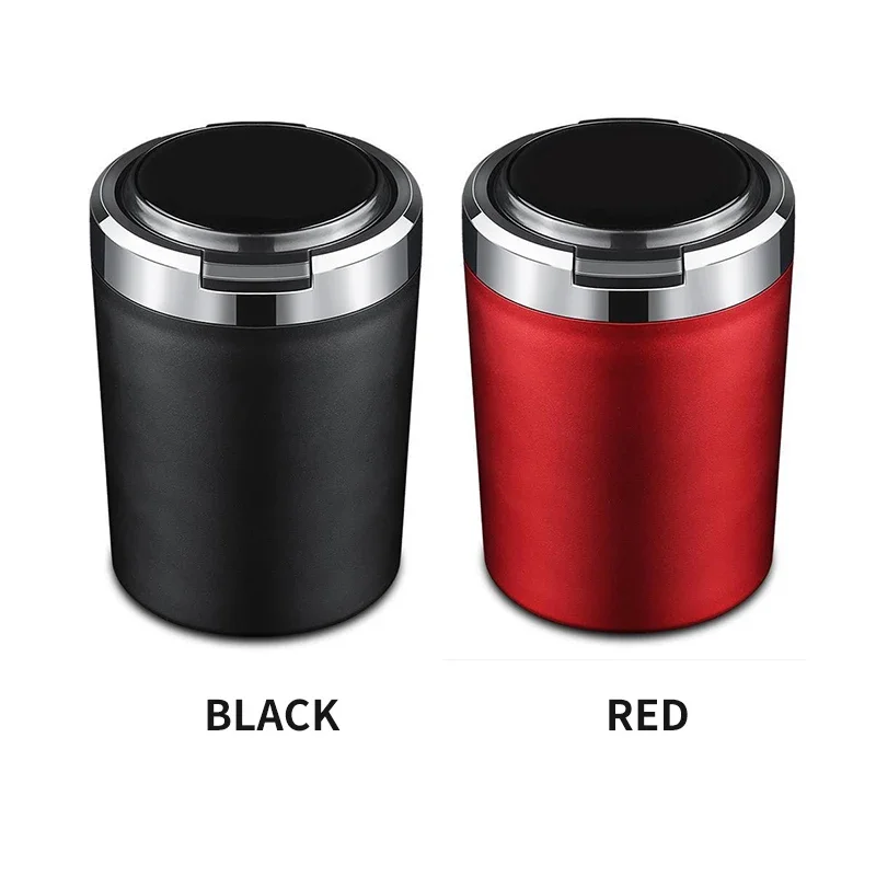 Car LED Light Cigarette Ashtray Container For Fiat 500 500C 500X 500L Abarth 695 Garbage Coin Storage Cup Auto Accessories