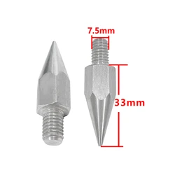 2 pezzi nuova punta del palo GPS in acciaio inossidabile M8 punta di ricambio a punta affilata diametro 7.5mm prisma topografico asta asta lunghezza 38mm