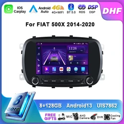 2 Din Android 13 Auto Car Radio For FIAT 500X 2014-2020 Stereo Multimedia Video Player Carplay Screen WIFI 4G BT GPS Navigation