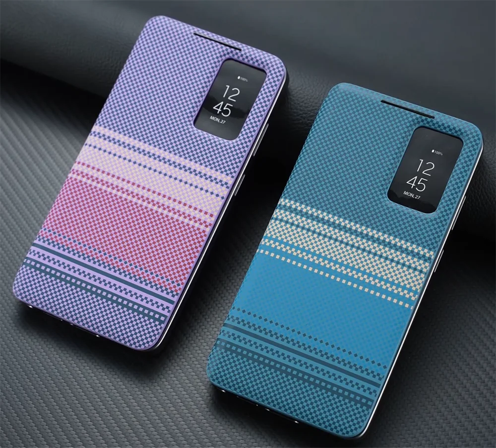Etui Smart Cover z okienkiem i funkcją S-View do Samsung Galaxy S26 S25 S24 S23 S22 Ultra A17 A55 A56, skórzane etui z klapką, możliwość odbierania połączeń bez otwierania etui. — zdjęcie produktu 2