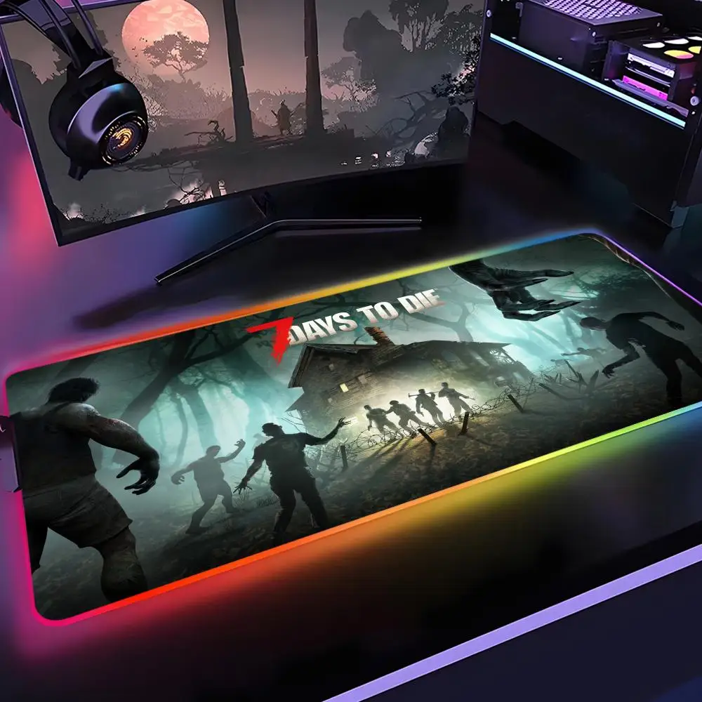 

7 Days to Die Mouse Pad Gamer Rgb Desk Mat Back Light Led Mousepad Setup Gaming Accessories Deskmat Big Mousepad Backlight