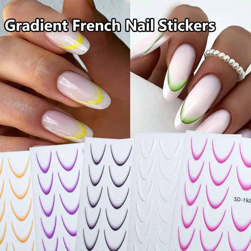 French Line 3D Nail Stickers Rose Red Black Green Orange Y2K Self-Adhesive Sliders Manicure Y2K French Nail Art Decoration Decal