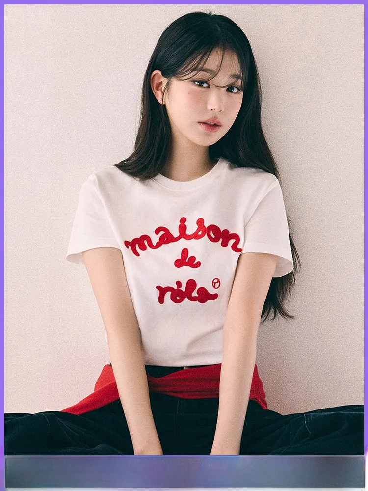 

Футболка Faionable Knot ort Sve Zhang ng Slim Fit Spicy Girl ort Sle Top Корейская хлопковая летняя футболка