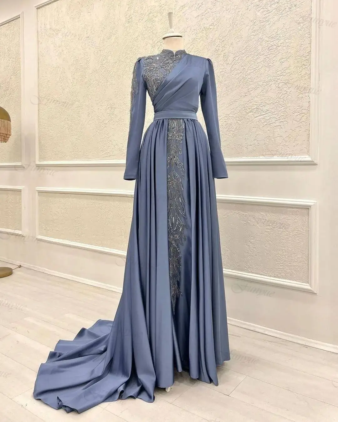 

Ciynsia Customized Beading Lace Muslim Evening Dresses Long Sleeve Formal Party Gown In Stock Dubai Robe De Soirée 2025