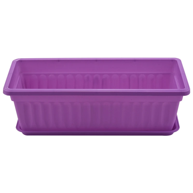 

New 3Pcs 17 Inches Purple Flower Window Box Plastic Vegetable Planters For Window Sill, Patio, Garden, Home Decor, Porch