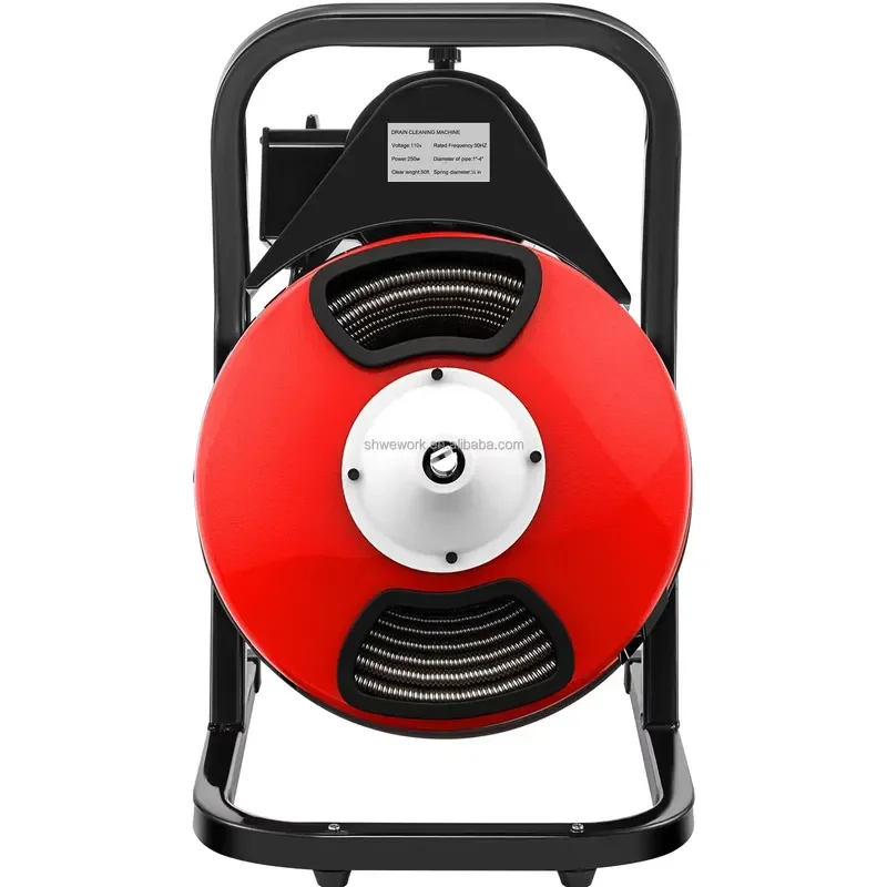 Brand For WeWork 50FTx1/2Inch Drain Cleaner Machine Electric Drain Auger with 4 Cutter & Foot Switch Sewer Snake Drill Drain