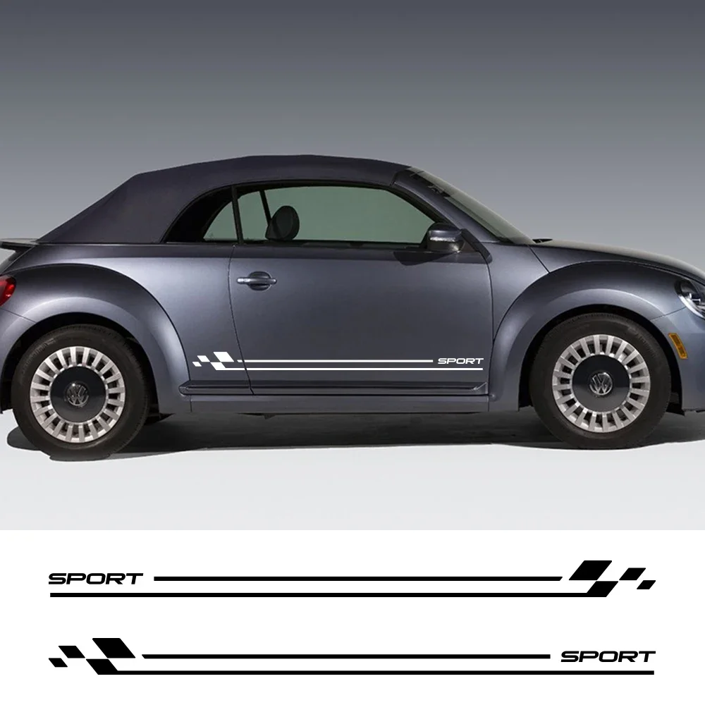 

2PCS Car Door Stripe Stickers Vinyl Film Racing Style Decal For Volkswagen VW Beetle 2015 2009 Cabriolet Auto Tuning Accessories