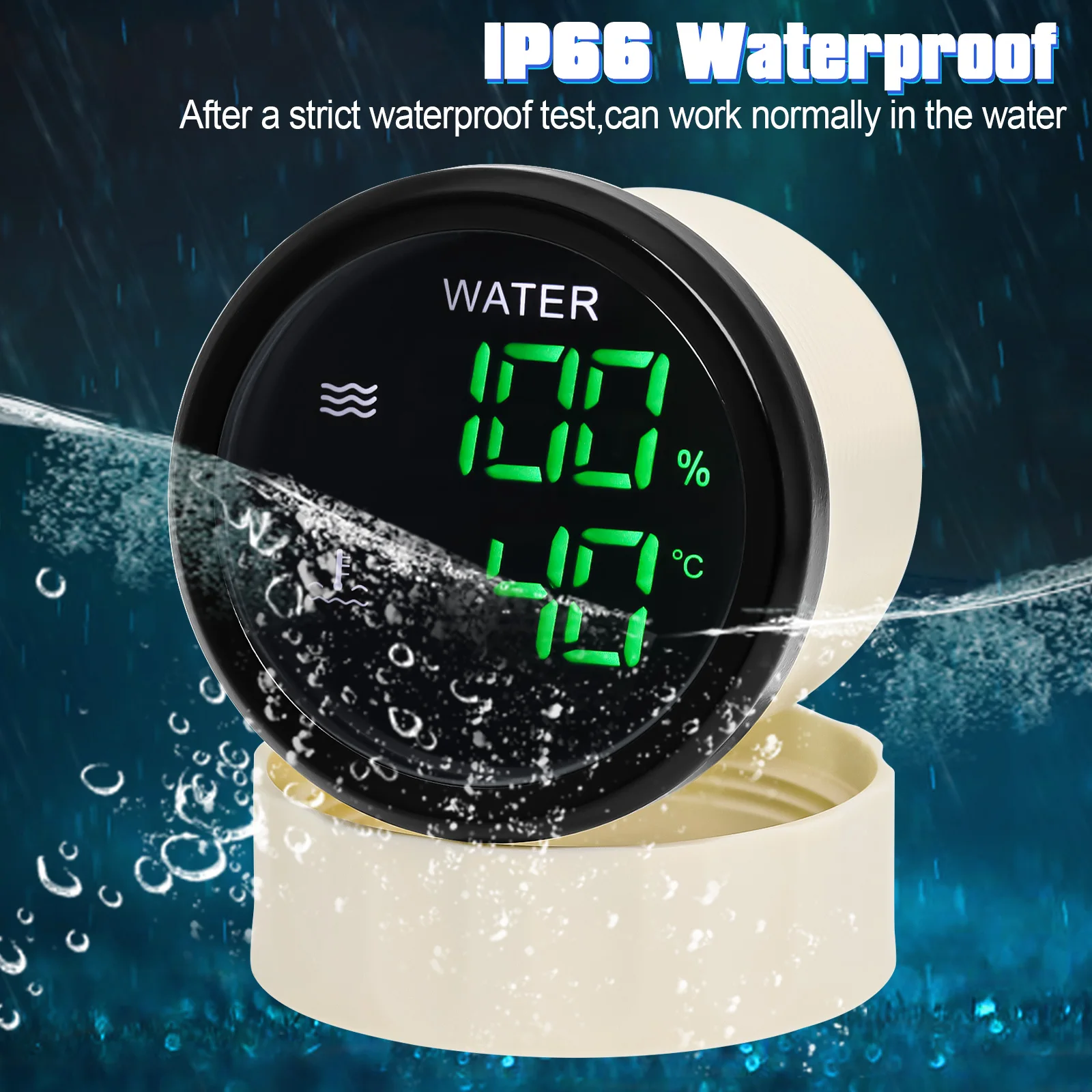 52mm Digital Gauge 2 In 1 Gauge Fuel/Water Level Gauge Voltmeter Water Temp HTG Sewage Level Meter With Alarm For Boat Car Truck