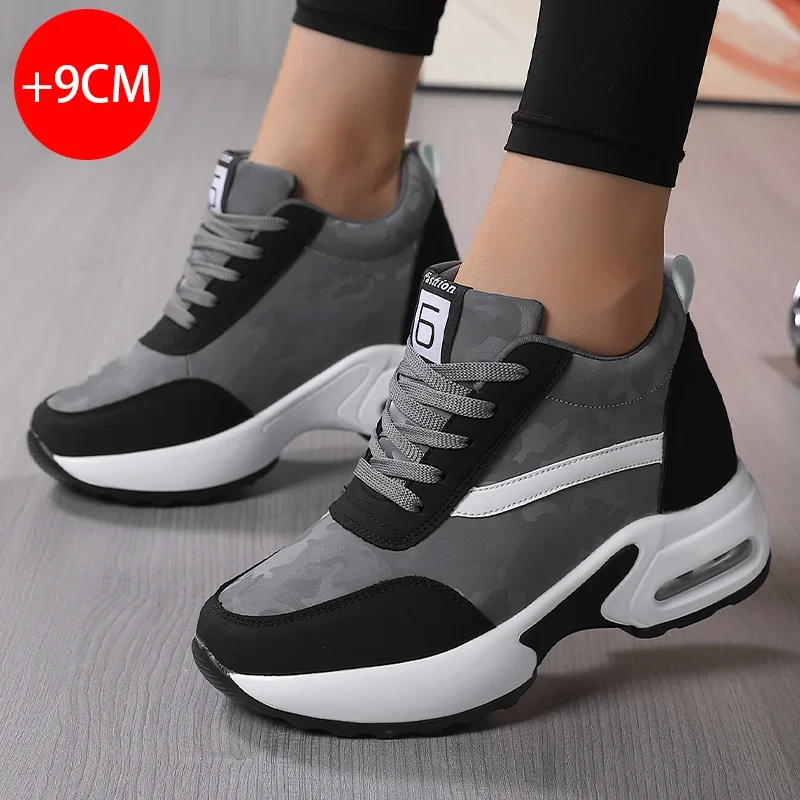 2024 Women Air Cushion Sneaker Insole Increase Height Brand Sport Shoes High Buttom Outdoor Daily Walking Shoes