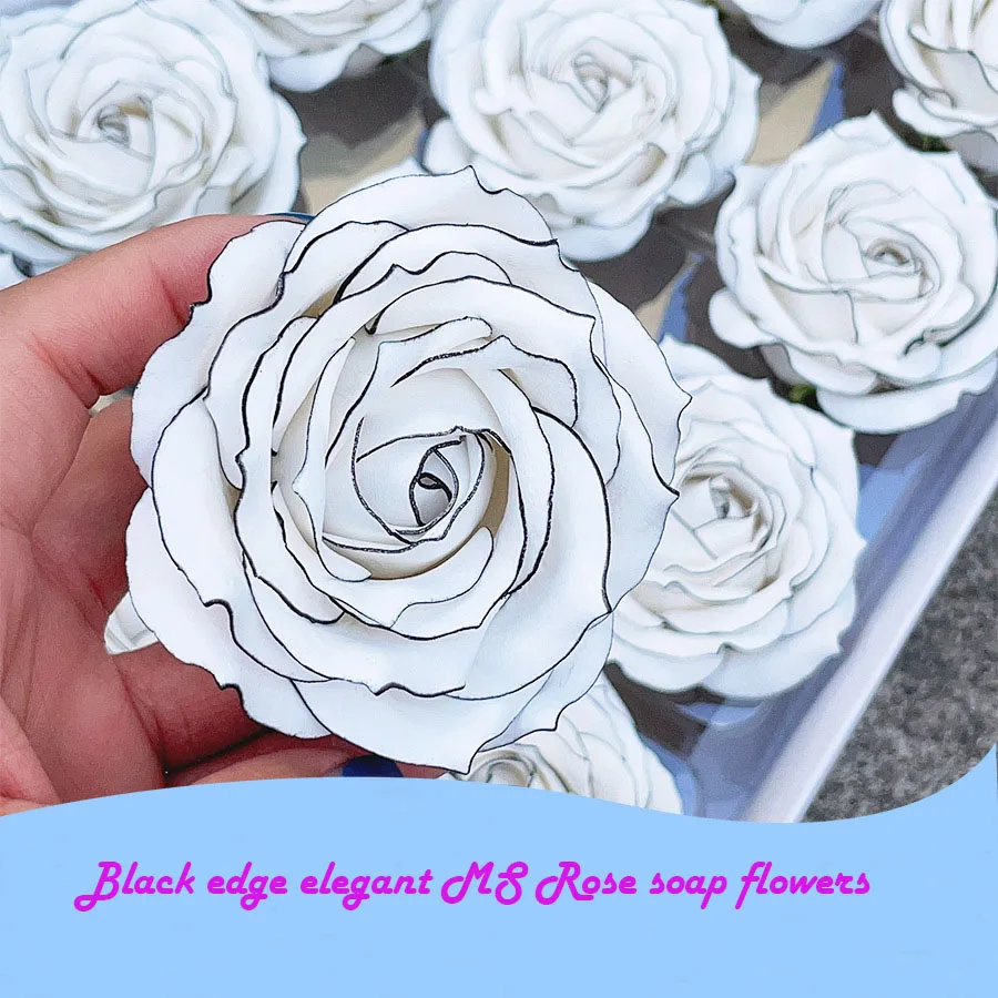 18/50pcs Ms Rose Black edge Soap roses artificial roses with base eternal Decorative flowers gift bouquet for Mother Girl friend