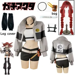 Liyao Riyo Cosplay Costume Anime GACHIAKUTA Red Wig and Short Jacket Vest Waist Bag Props Full Set Comic Con Roleplay Unifrom