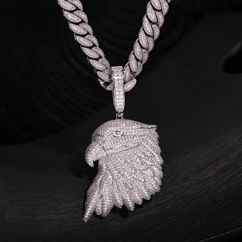 Hip Hop 5A+ CZ Stone Paved Bling Iced Out Eagle Pendants Necklace for Men Rapper Jewelry Drop Shipping Gold Silver Color