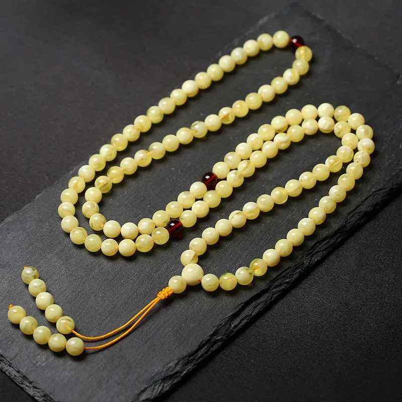 

Браслет из старинного русского белого пчелиного воска, 108 бусин из пчелиного воска, желтый, полностью медовый, для мужчин и женщин, браслет-розарий