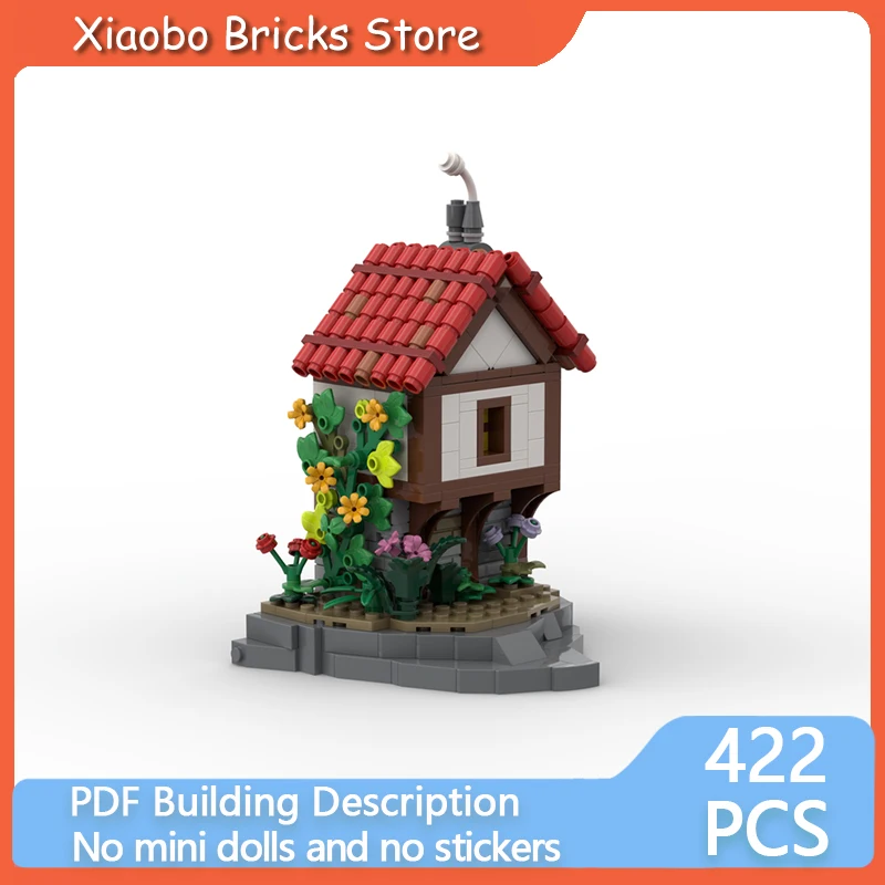 

Средневековый замок, модель MOC, строительные кирпичи, вид на улицу, подставка для книг, модульная технология, подарки, праздник, сборка, детские игрушки, костюм