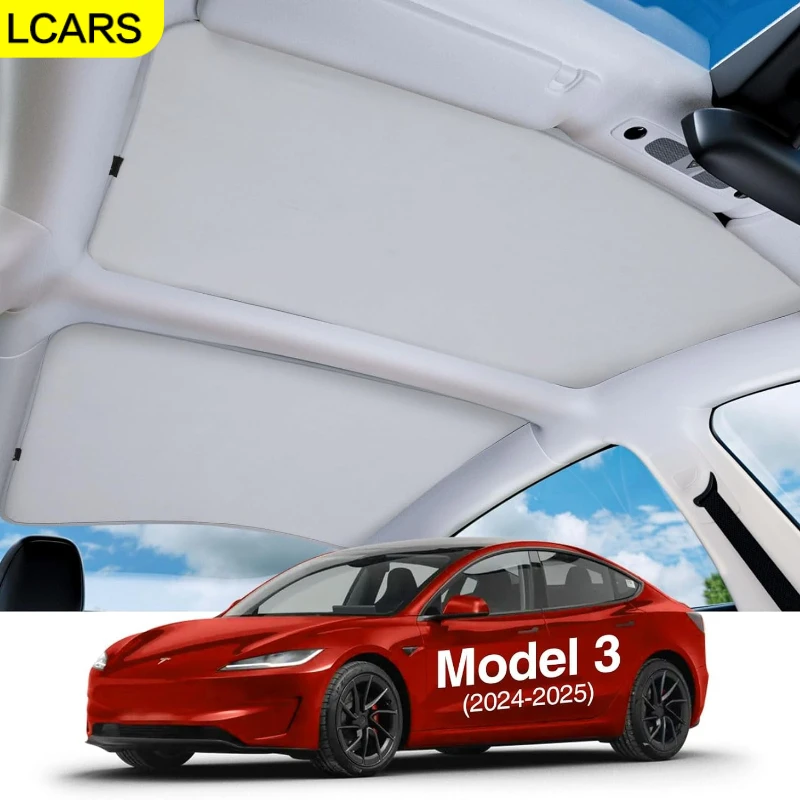 Suitable for Tesla Model 3 Split-Type Sunshade Curtain for Model 3 2016-2023 and Highland 2024 Ice Crystal Sunshade Curtain for Sunroof + Rear Windshield Sunshade