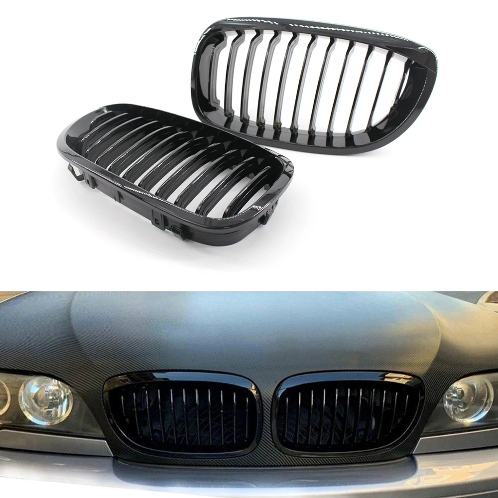 2pcs Front Grille Glossy Black ​for BMW 3 Series E46 2-Door 2003-2005 Grill Car Styling Accessories