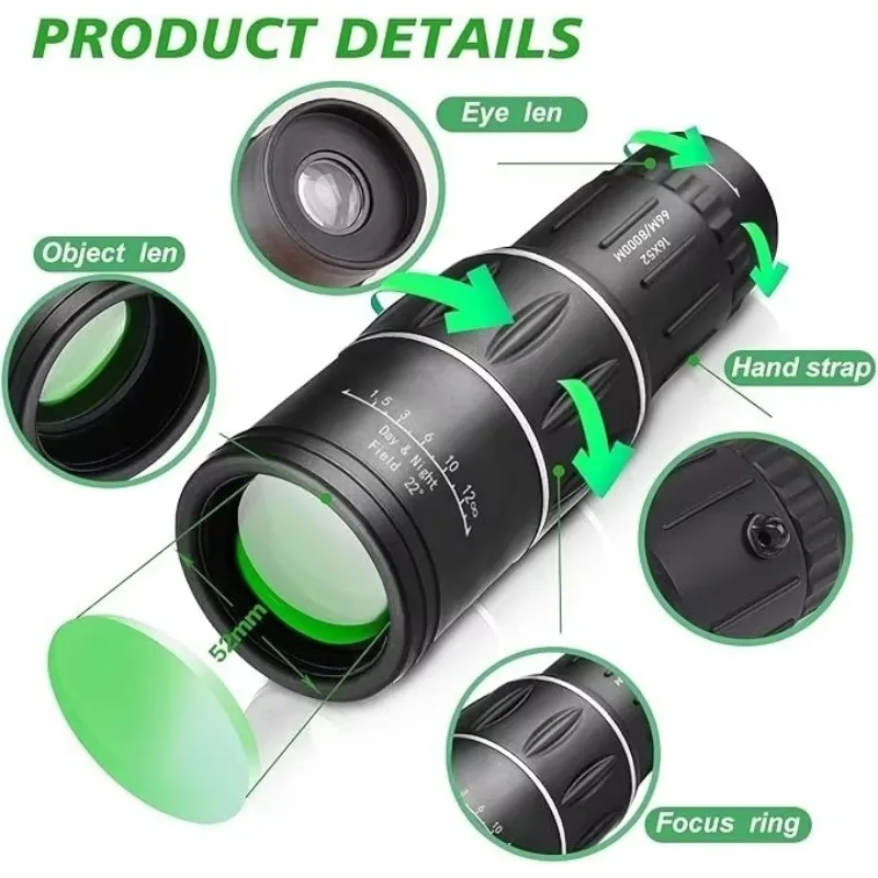 

High Power Compact HD K4 Prism and FMC Lens Monocular Telescope Hiking Concert Outdoor Telescope