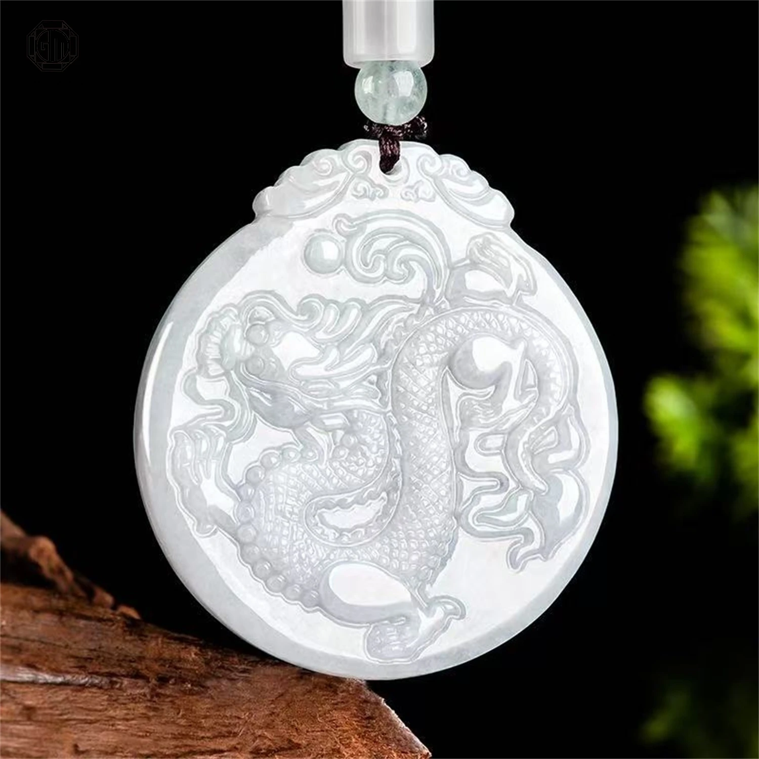 Natural Burma Grade A Jadeite Dragon Prosperous Age Zodiac Plaque Pendant Ice Translucent Unisex Men Women Gemstone Necklace