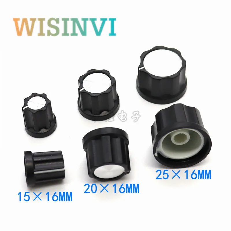 10 SZTUK Plastikowe pokrętło wału kwiatowego Średnica 15 mm 20 mm 25 mm Wysokość 16 mm Pokrętło potencjometru enkodera Otwór wewnętrzny w kształcie przekładni 6 mm
