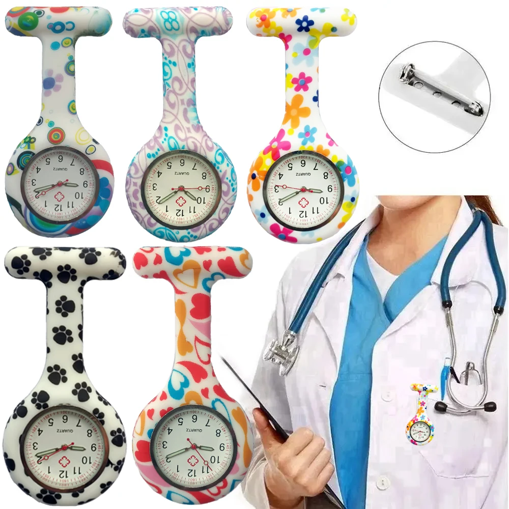 

5pcs Nurse Silicone Fob Watches Hospital Medical Brooch Pin gift Clocks Doctor Midwife Nursing Accessories Pocket Gel Watches