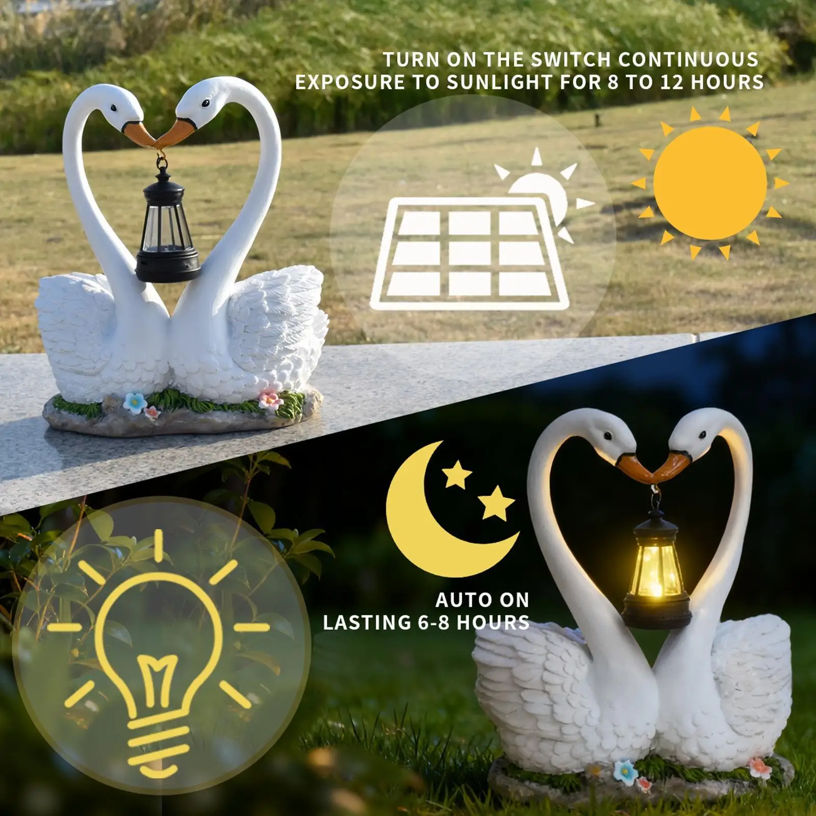 

Садовая скульптура лебедя на солнечной батарее, декоративная фигурка из смолы, современная статуэтка для ландшафтного дизайна