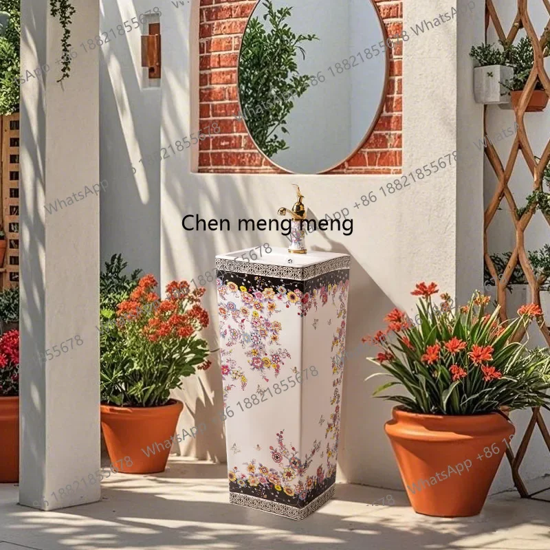 X  Balcony Vertical Sink Bathroom Column Basin Outdoor Square Sink Garden, Column Type