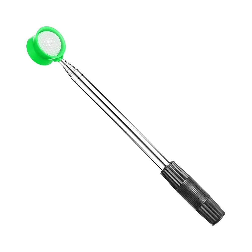 For Golf Balls Telescopic Picker Silver Golf Accessory Maximum Extension 9ft Secure Grip Design Double Sided Cup