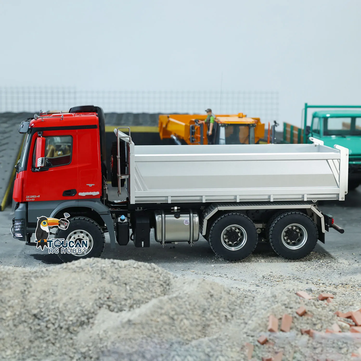 K3364 Kabolite 1/14 ไฮดรอลิก RC รถบรรทุก 6x6 สีแดง Tipper รีโมทคอนโทรลรถยนต์ประกอบแสงเสียงของเล่น TH22554