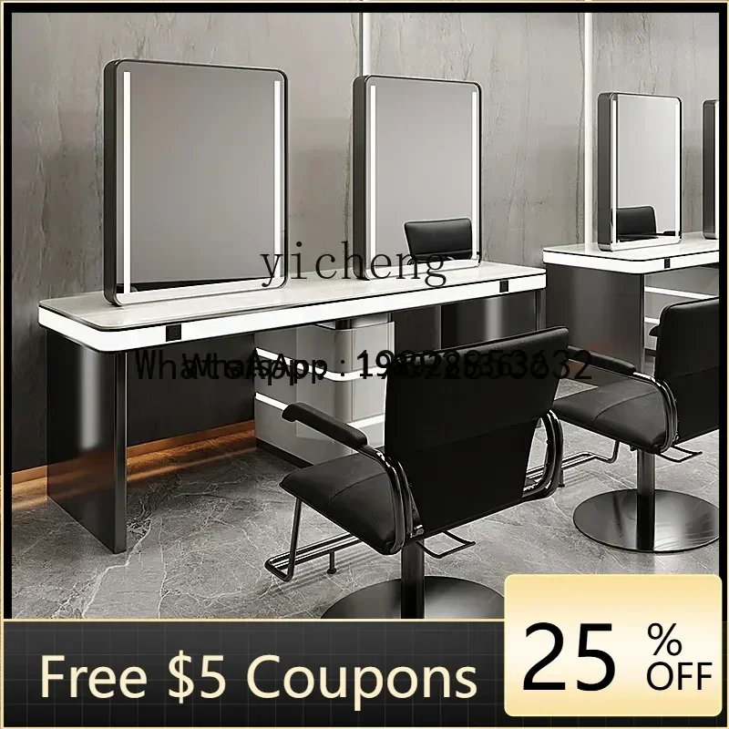 J1  Barber Shop Mirror Table Barber Shop Mirror Double Sided Cabinet Stainless Steel Perm and Dyeing Mirror