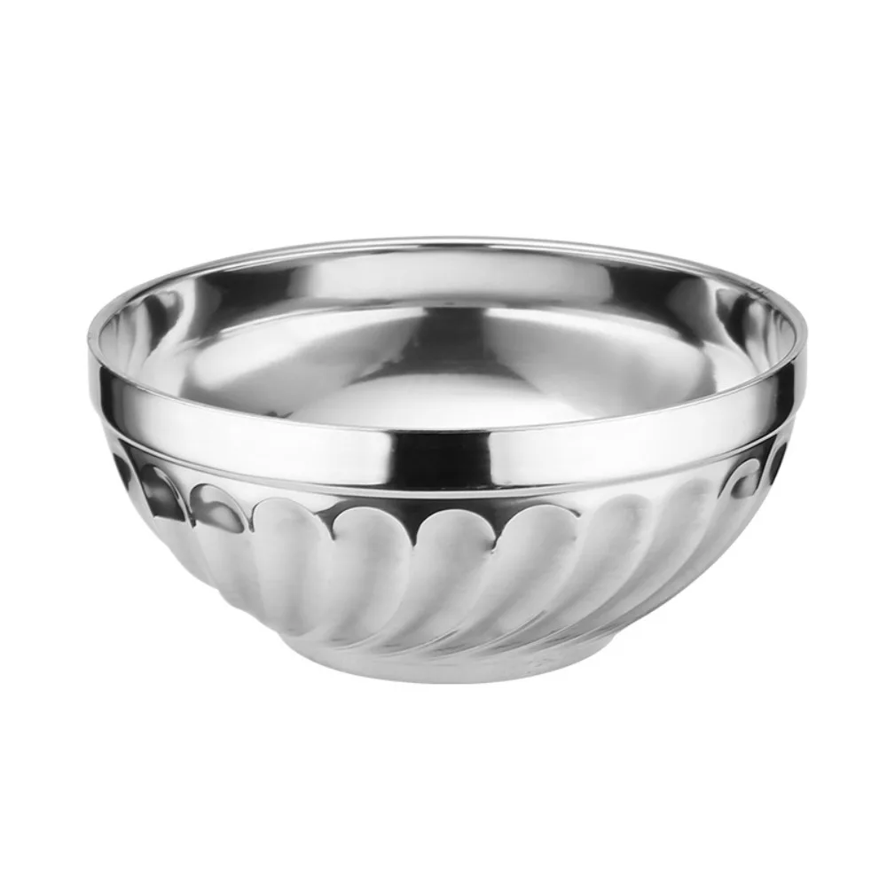 

Двухслойная миска из нержавеющей стали, устойчивая к загрязнениям, не сломанная миска для супа, прочная противоожоговая миска для столовой, детский сад