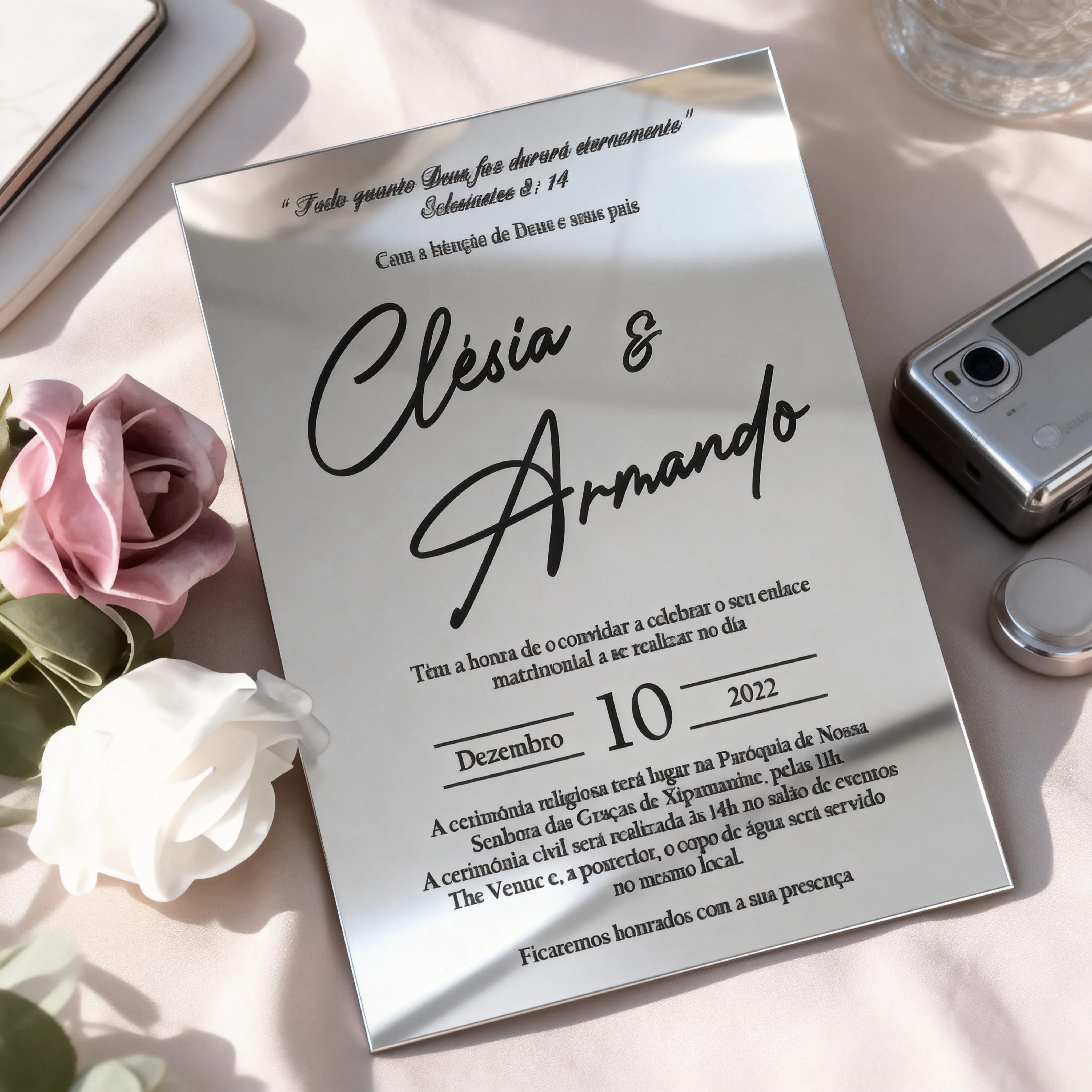 

Custom Mirror Faced Acrylic Silver,Gold 10pcs Wedding Invitation Make Your Own Birthday Invite