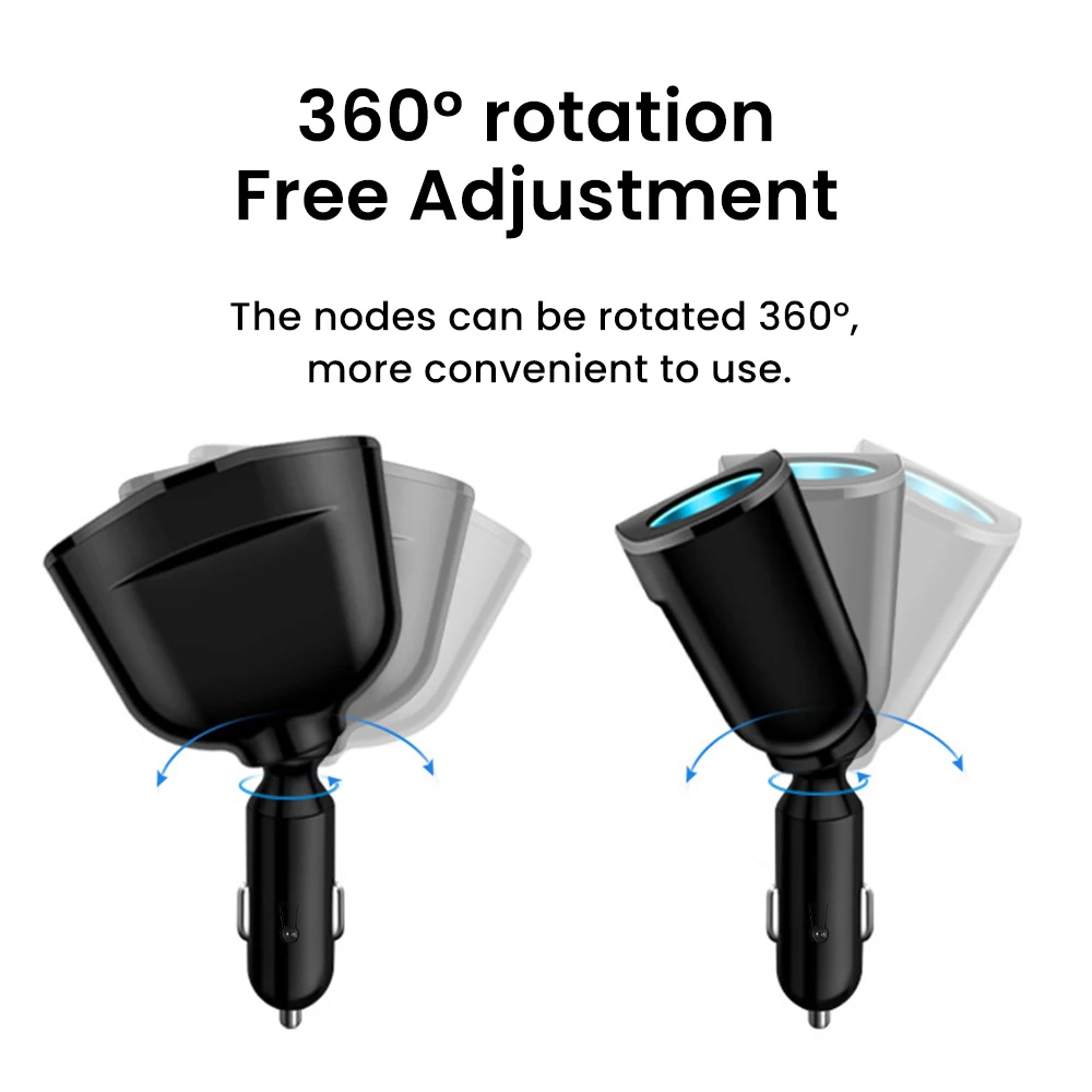 شاحن سيارة Elough 66W فائق السرعة QC3.0 مع شاشة رقمية 2 في 1 شاحن سيارة USB متعدد الوظائف #3