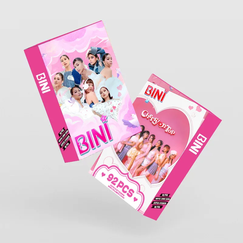 92pcs/Set Kpop BINI Photocard Sticker Boxed Card Korean Style LOMO Card High Quality Double Sides Printing Fans Collection