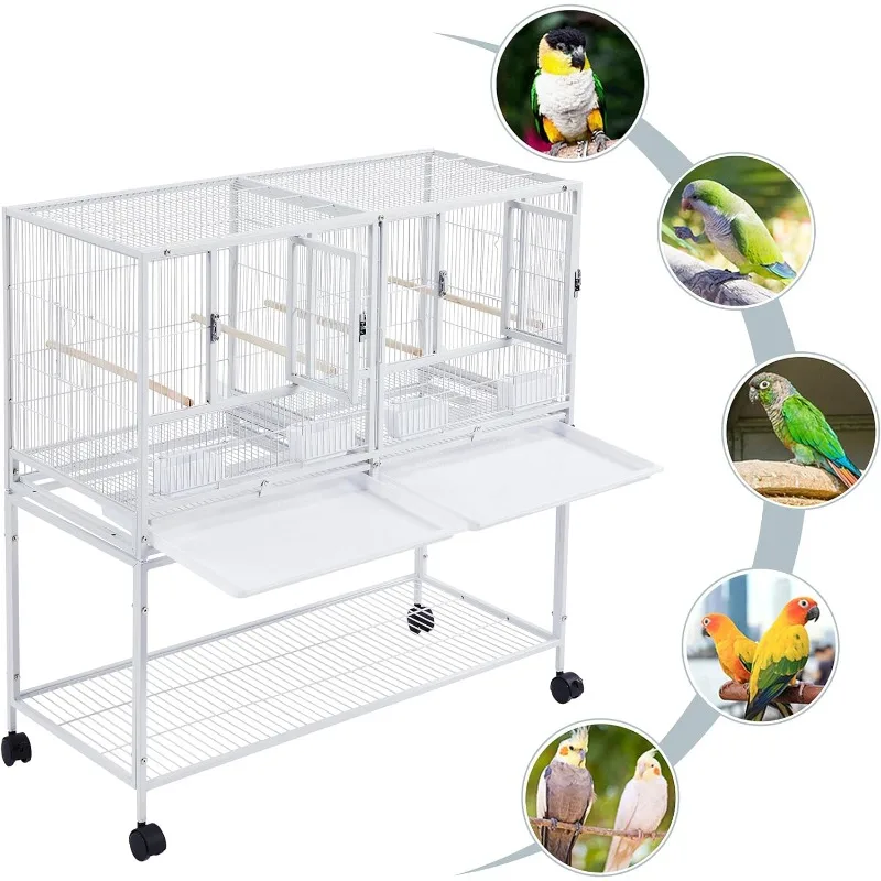 Stackable Divided Breeder Breeding Parakeet Bird Cage for Canaries Cockatiels Lovebirds Finches Budgies Small Parrots with