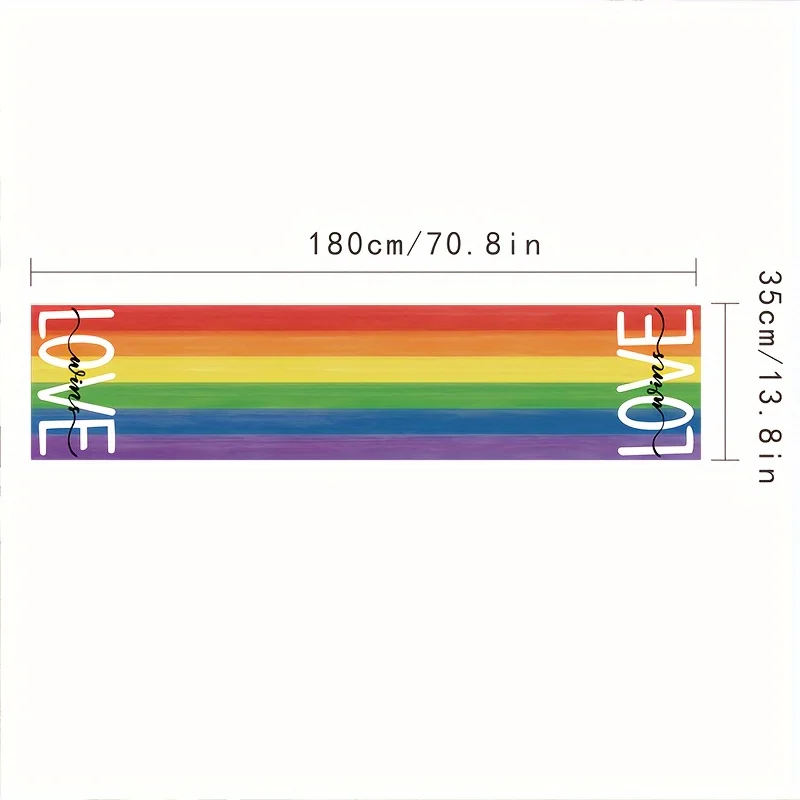 2D‑Printed Rainbow Stripe Pride Month Table Runner, Decor for Dining Table, Coffee‑Table, Gatherings, Indoor‑Outdoor Parties
