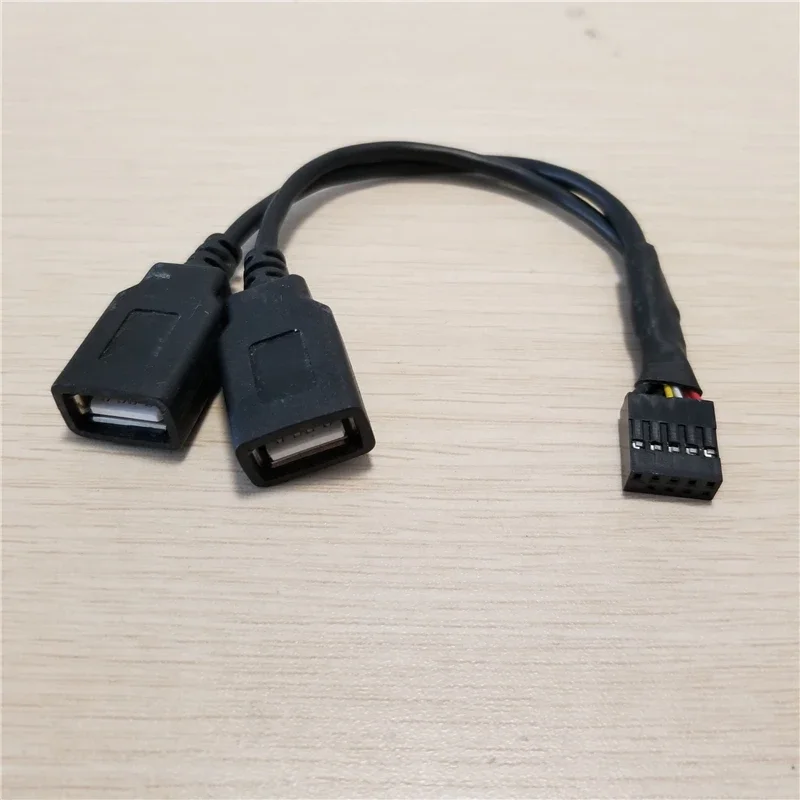 Computer Motherboard Extension Cable USB 9pin To 2-Port 2.0 A Female Connection Line Data Cord 15cm
