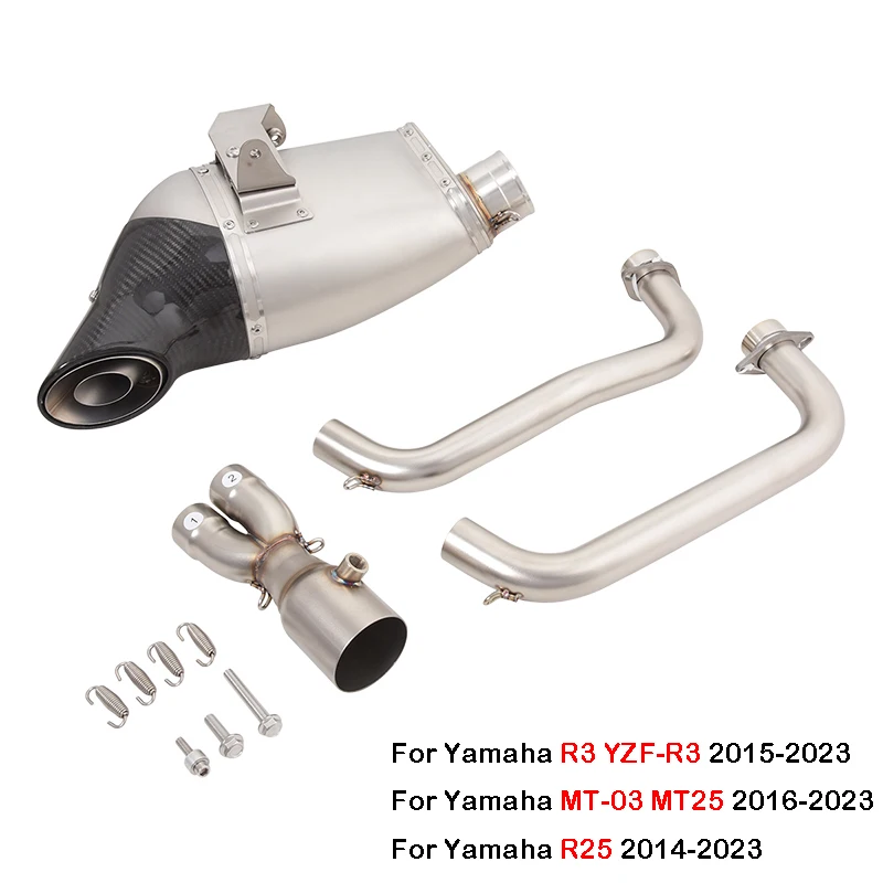 

For Yamaha R3 R25 YZF-R3 MT-03 MT25 2016-2023 51MM Motorcycle Dull Exhaust System Front Link Pipe Muffler Baffle Slip On Modify